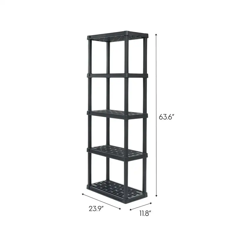 

Plastic Rack Shelf with 5 Medium Shelves, Black