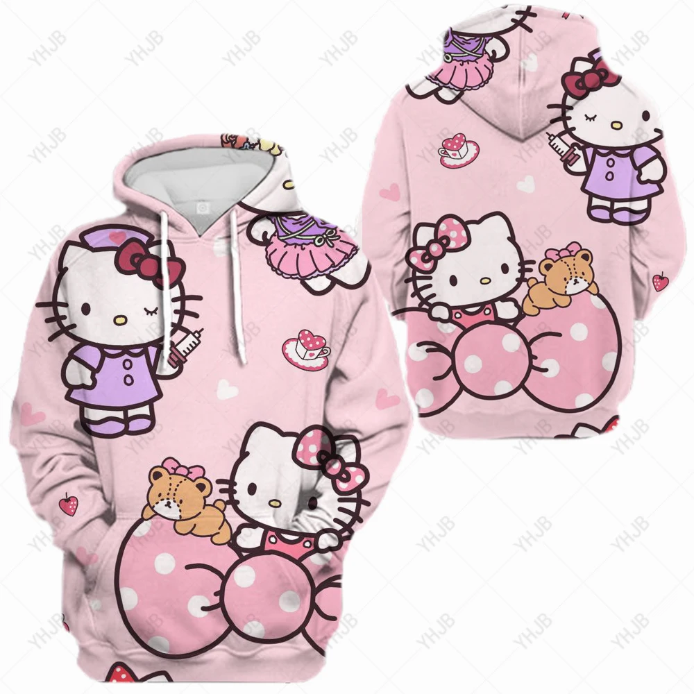 

Cartoons Hello Kitty Print Women Hoodie Oversized Sweatshirt Loose Crewneck Hoody Crewneck Pullover Children's hoodie