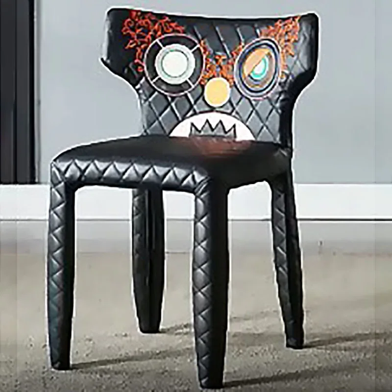 

Nordic Dining Chair Modern Luxury Leather Chairs with Back Relaxing Comfortable Mobile Elegant Home Furniture Design Decoration