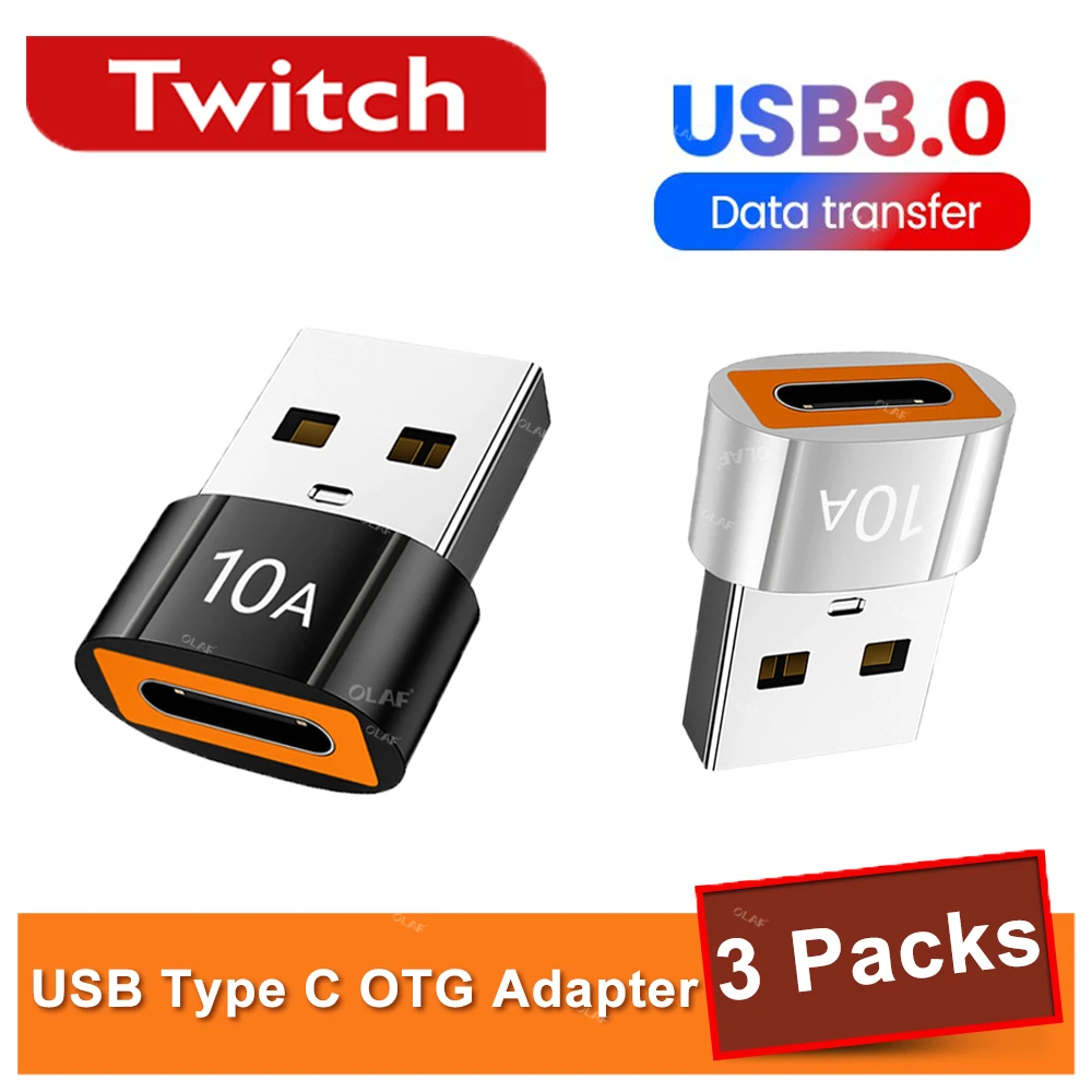 

Адаптер OTG Twitch 10A Type C мама-USB A папа, конвертер для Macbook Samsung, адаптер передачи данных USB 3,0