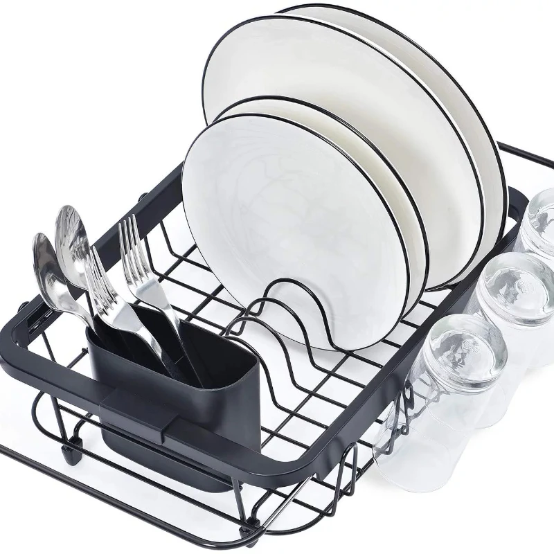 

Expandable Dish Drying Rack, Dish Rack, over Sink Dish Drainer Black