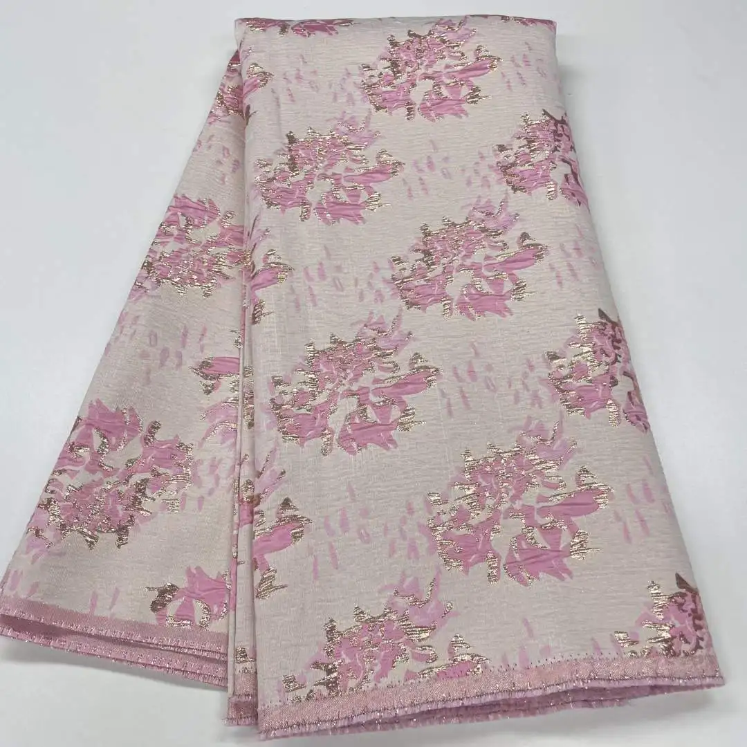 

African Brocade Lace Fabrics 5 Yards Nigerian Jacquard Gild Lace Fabric 2023 High Quality For Sewing Wedding Dress Women Cloth