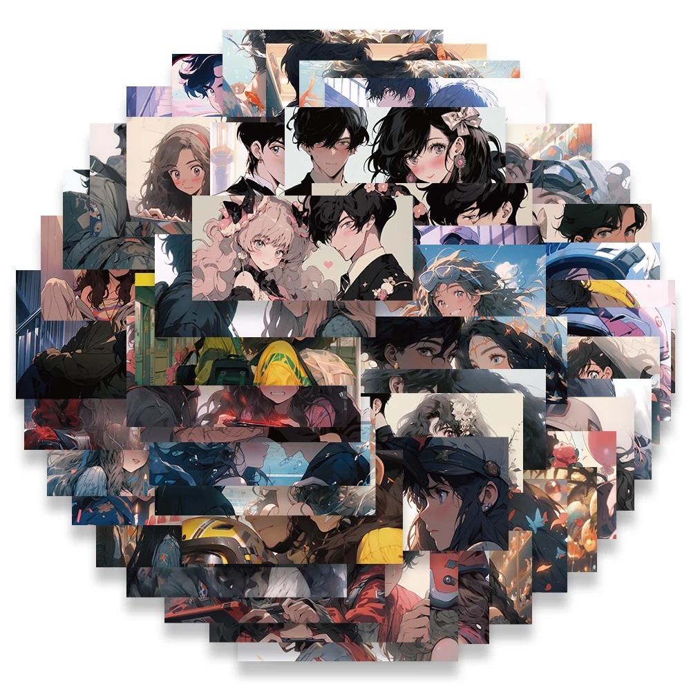 50 Шт. Молодежные Наклейки Для Пар Водонепроницаемые С Изображением Манги И Любви