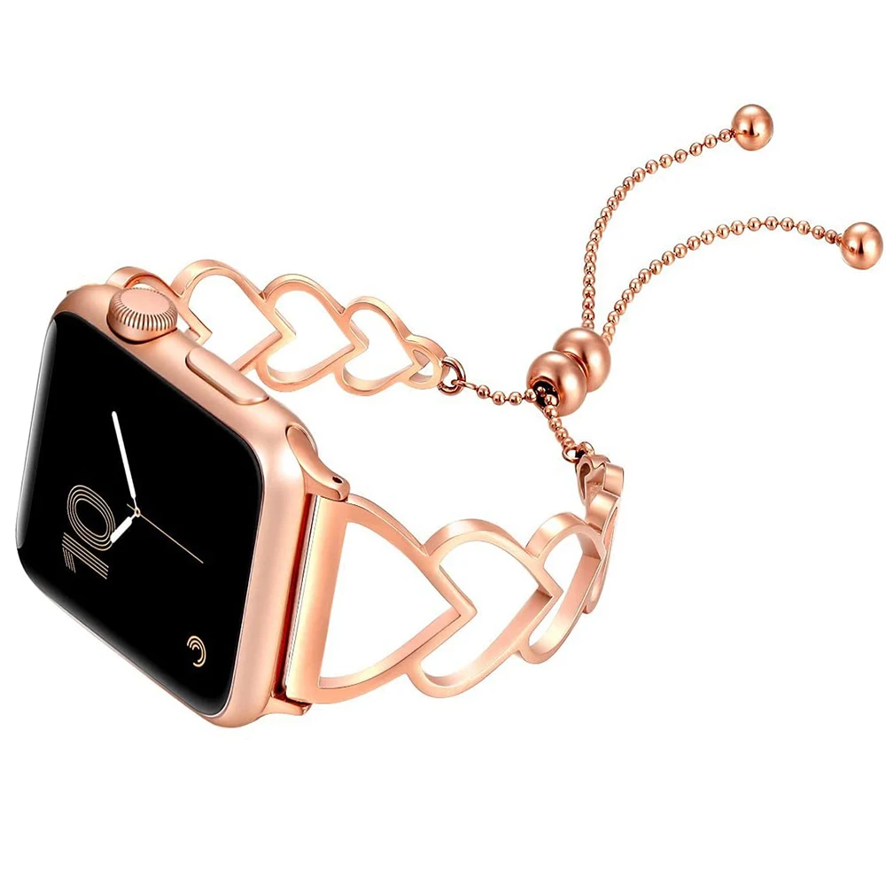 

Ремешок из нержавеющей стали для Apple Watch band 38 мм 40 мм 42 мм 44 мм, звеньевой браслет для наручных часов iwatch Series 5 4 3 2 38 40, для женщин и девушек