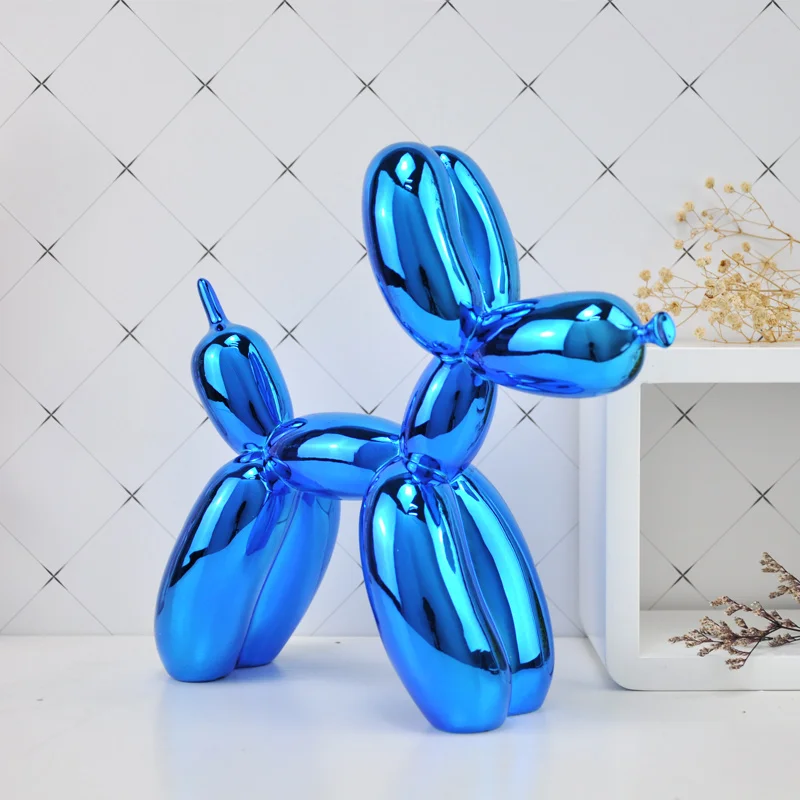 SHINY BALLOONS DOG STATUE SIMULATION DOGS ANIMAL ART SCULPTURE RESIN CRAFTWORK HOME DECORATION ACCESSORIES EUROPE