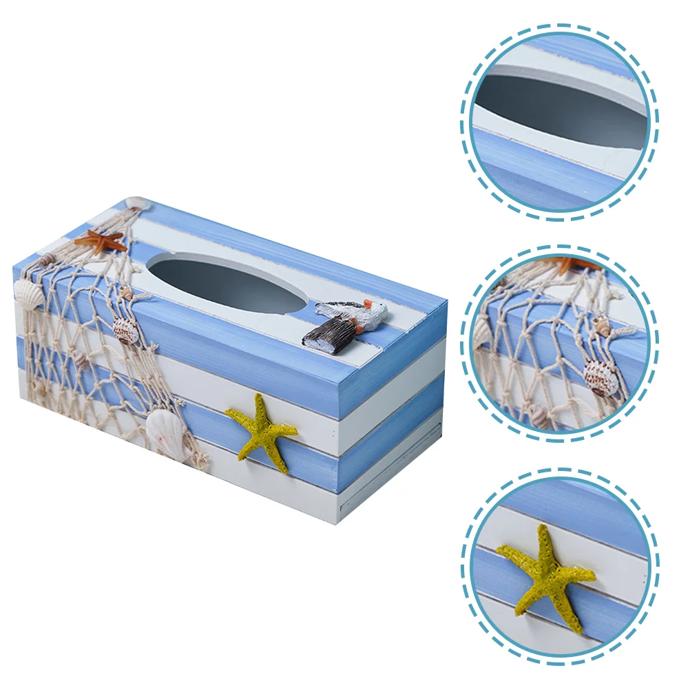 

Box Tissue Napkin Holder Paper Dispenser Organizer Decorative Nautical Cover Beach Coastal Display Storage Vanity Car Towel