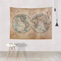 world maps wall hanging cloth shabby chic decorative banner flag vintage tapestry wall sticker bedroom living room home decor