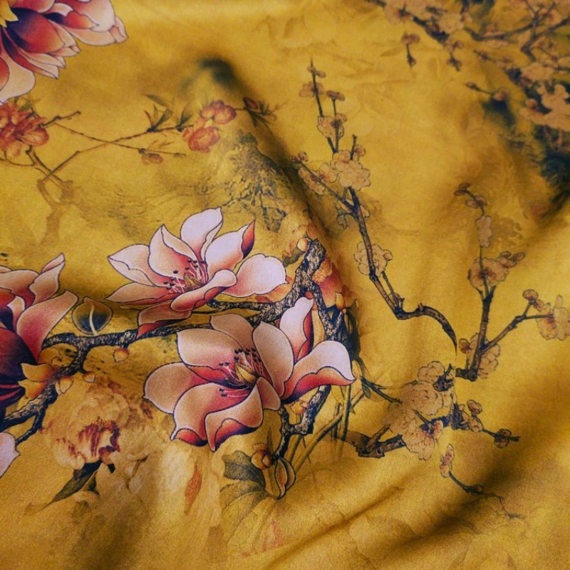 

Dark Fragrance Floating Silk Crepe Satin Plain Silk Yarn 100% Mulberry Silk Summer Dress Shirt Lining