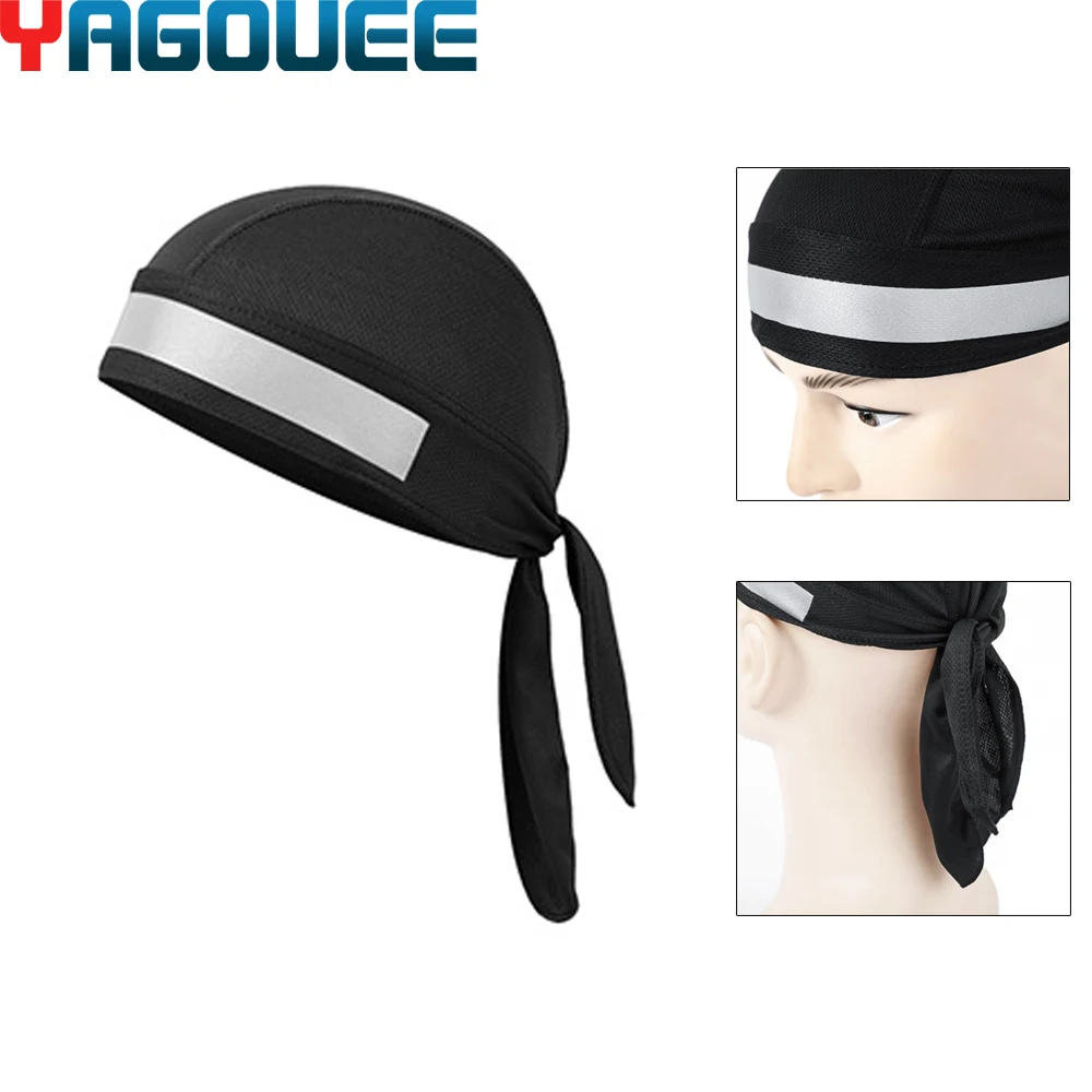 

Quick Dry Pure Color Cycling Cap With Refelctive Tape Head Scarf Men Running Riding Bandana Pirate Hat Hood Headband