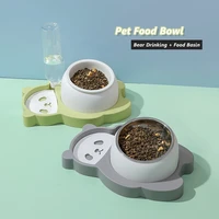 pet bowl dog bowl automatic drinking bowl cat food bowl anti slip ceramicstainless steel double bowl easy to clean pet supplies