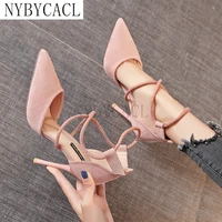 four seasons womens suede high heels 9cm 2022 new pointed stiletto fashion sexy black wedding shoes nude bridal shoes