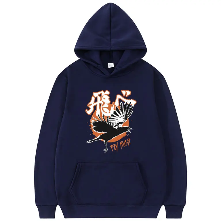 

Худи Haikyuu Kuroo с аниме-принтом, толстовка с высоким капюшоном с надписью Fly High, забавная Толстовка Karasuno с японским мультяшным рисунком, толстов...