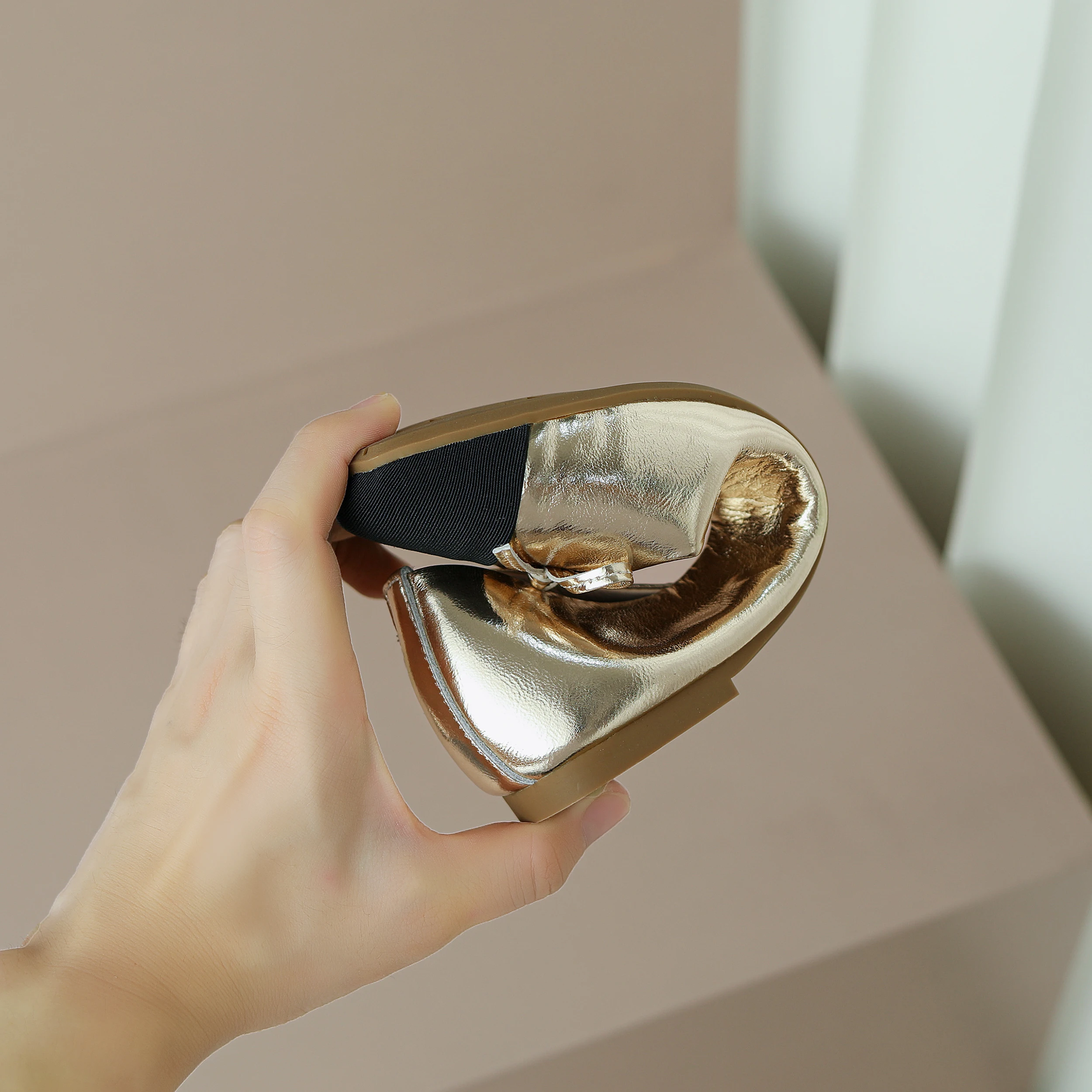 NewCurve Ballet Flats Classic Shoes Cow Leather Round Toe Ballet Shoes Super Soft Low Heel Slip-On Fashion Flats Women Shoes