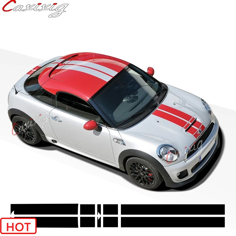 

Car Hood Bonnet Stripes Sticker Engine Cover Roof Trunk Decal For MINI Cooper Coupe R58 Cabrio R57 Roadster R59 JCW Accessories