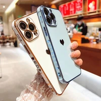 luxury electroplated love heart phone case for iphone 13 pro max 12 mini 11 xs x xr 7 8 plus se 2020 plating soft silicone cover