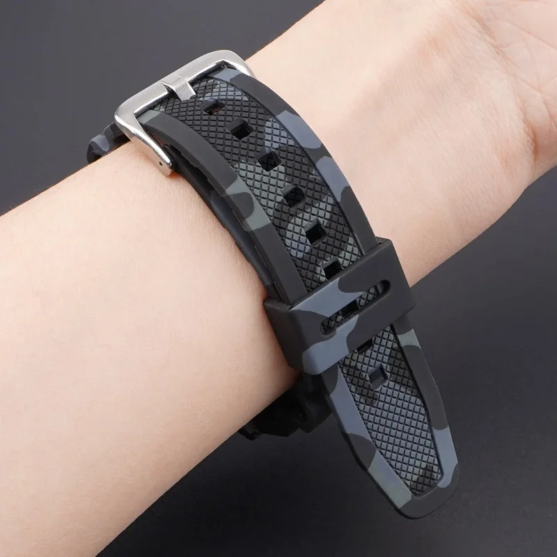 18mm Camouflage Rubber Watch band for Casio AQ-S810W AE-1000W AE-1200/1300 SGW-300 Sport Strap Sweat-proof Bracelet Accessories
