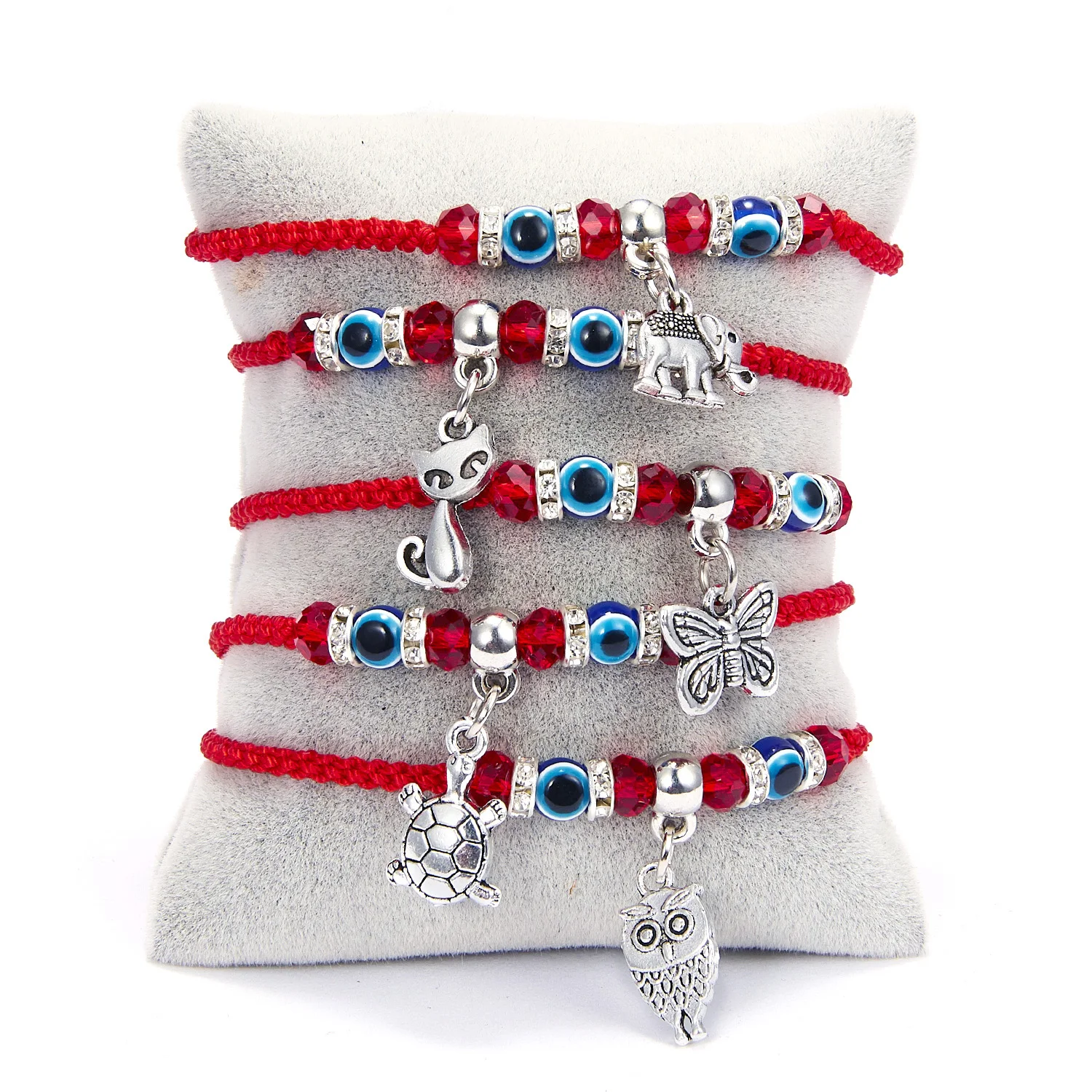 

New Bule Evil Eye palm Love Heart Pendant Bracelet For Women Fashion Red Handmade Braided Rope Adjustable Bracelet Lucky Jewelry