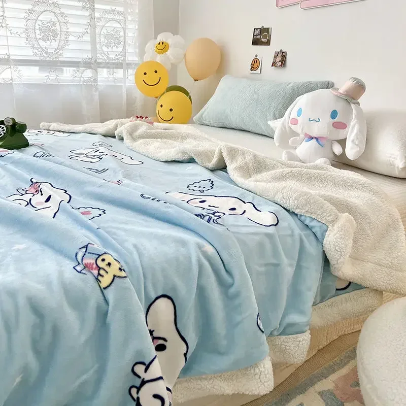 Новое бархатное одеяло Hello Kitty Cinnamoroll Kuromi My melody детское двухстороннее офисное для