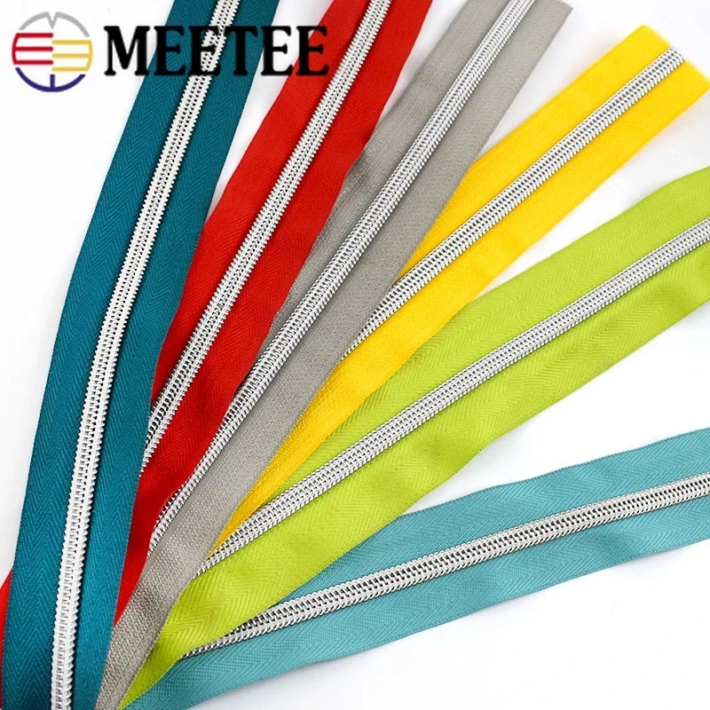 Meetee 5/10Meters 5# Nylon Coil Code Zippers Decoration Zipper Sliders Garment Sewing Zip Bags Zips Puller Accessories | Дом и сад