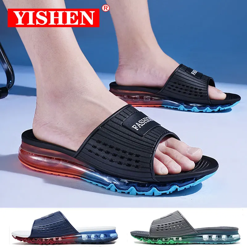 

YISHEN Slippers Men Sandal Summer Slides Anti-slip Outdoor Beach Flip Flops Zapatillas Cushion Slippers Men Chaussons Hommes