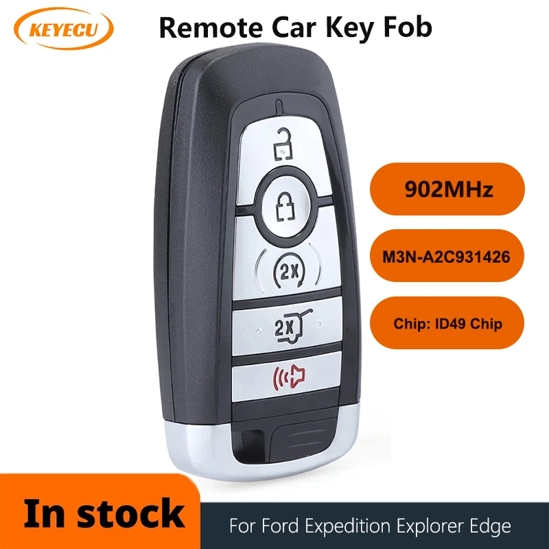 

KEYECU Smart Remote Key Fob 5 Buttons 902MHz ID49 Chip for Ford Expedition Explorer Edge Escape FCC ID: M3N-A2C931426 164-R8198