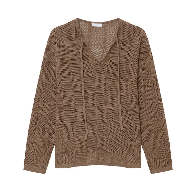 Мужской свитер с вырезами свободный винтажный пуловер оверсайз в Корейском