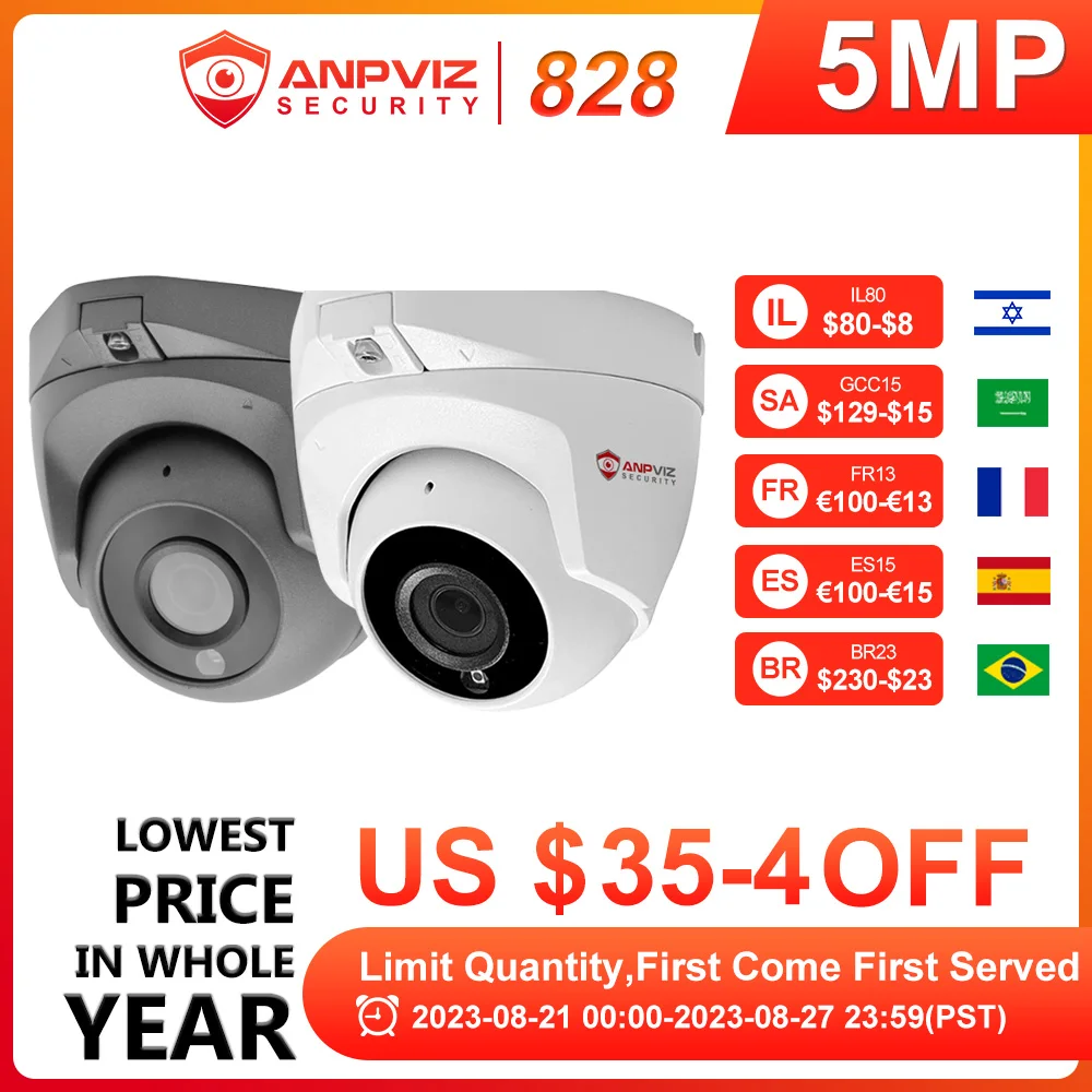 Anpviz 5MP POE IP Camera Indoor Mini Dome Security Video Surveillance Audio Built-in Mic H.265 Danale App IR 30M CCTV Camera