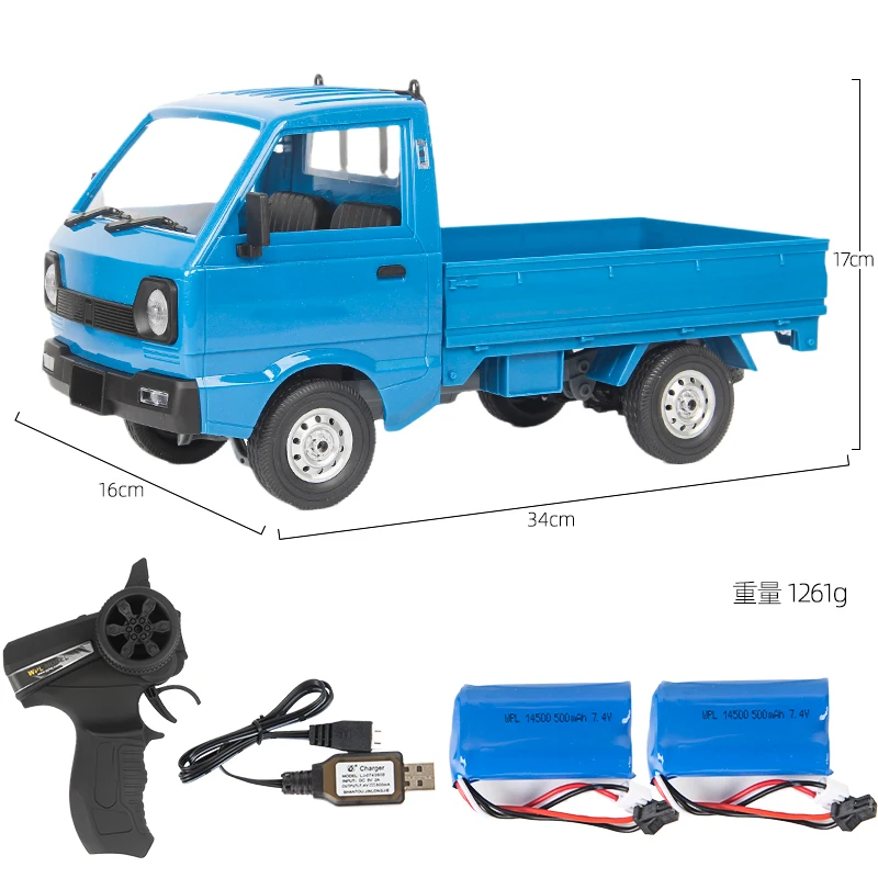 WPL D12 1:10 High Speed Blue Truck Container Truck Truck Simulation Car Model Rear Drive Climbing Drift Toy Gift   RC Truck enlarge