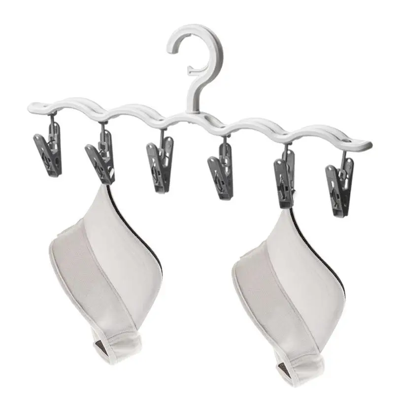 

One-line Hat Hange With 6 Holder Clips For Caps Hat Storage Rack For All Caps Underwear Socks Baby Household Storage Accessories