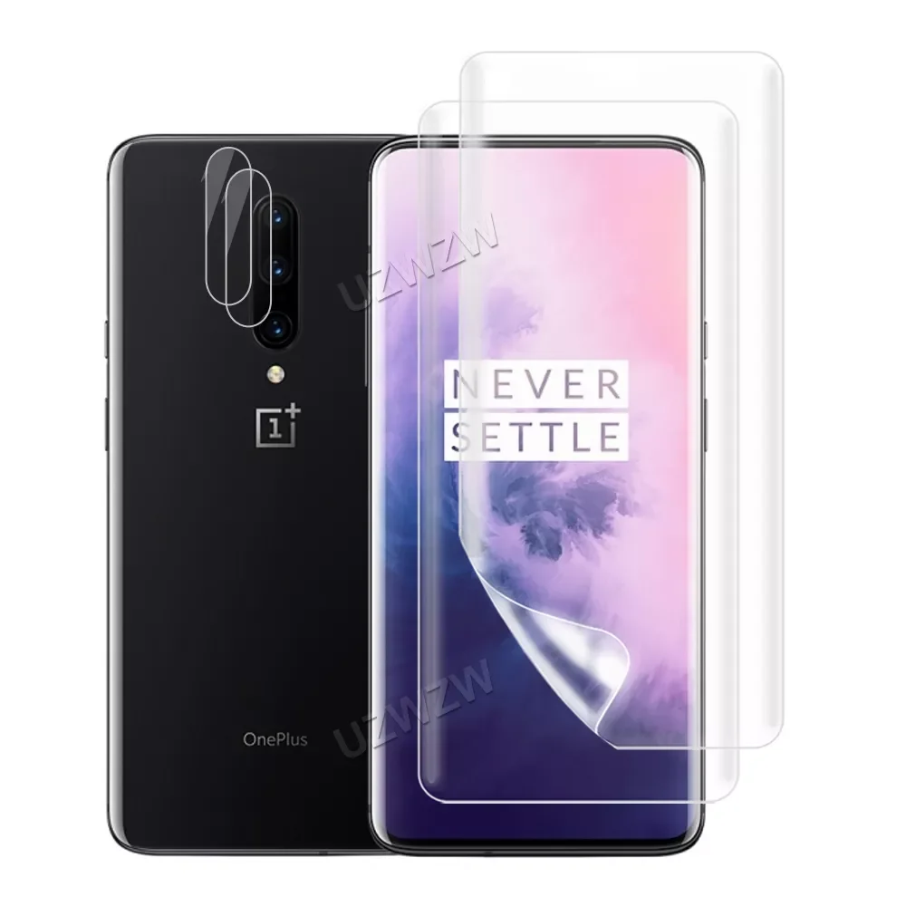 

4 in 1 For OnePlus 7 Pro ( 5G / 4G ) Screen Protector Soft Hydrogel Film 3D Full Coverage & Camera Lens Film