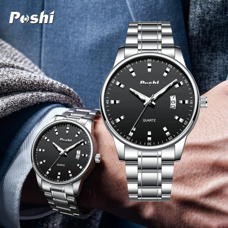 Мужские кварцевые часы с индикацией даты в деловом стиле