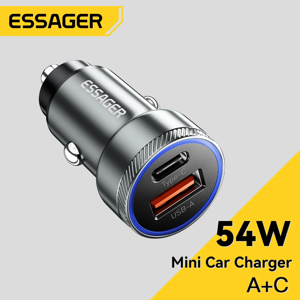 

Essager 54W USB C Car Charger Quick Charge 4.0 3.0 FCP SCP USB PD For Xiaomi iPhone 12 13 14 Pro Fast Charging Car Phone Charger