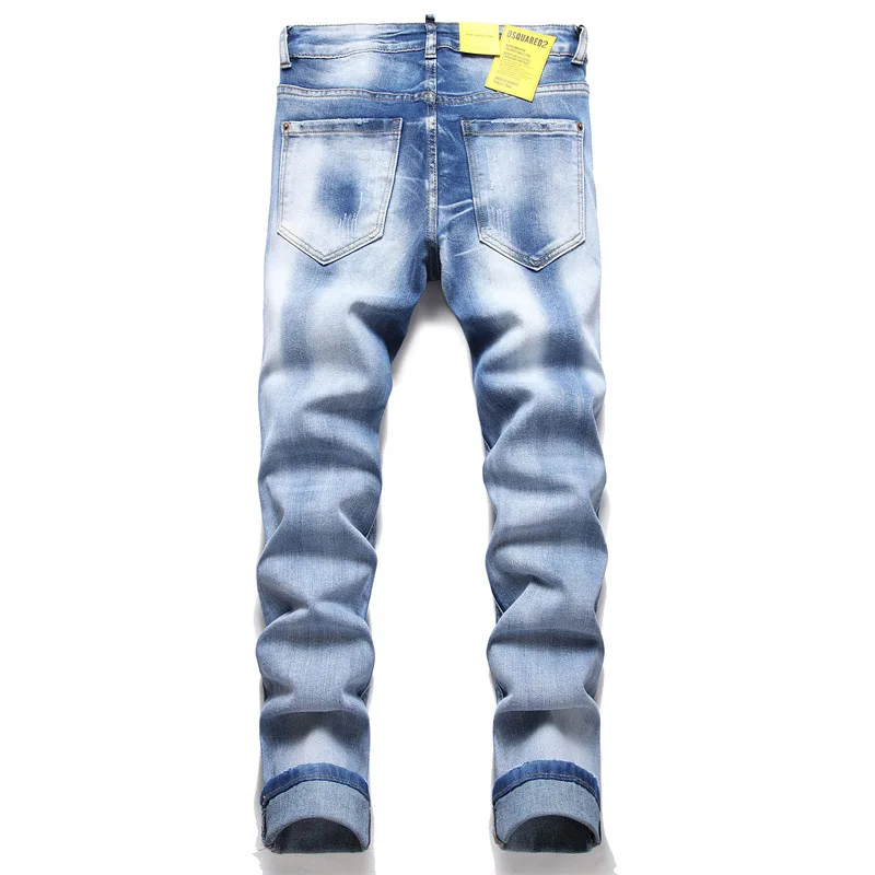 Men's Hip Hop Youth Street Tide Jeans High Quality Brand Designer Casual Style Denim Pants 2023 New Fashion Men Trouser Big Size