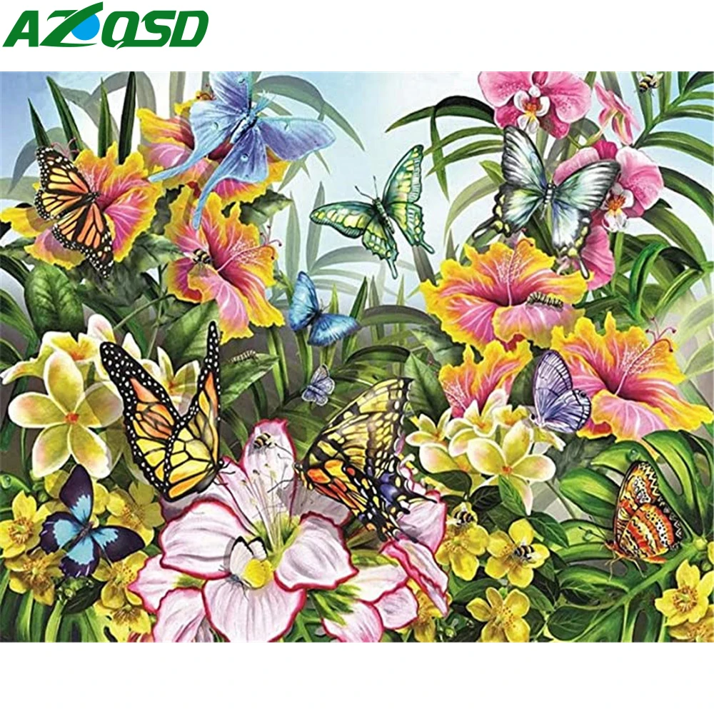 

AZQSD Paint By Numbers For Adults Flower Butterfly Canvas Art Paintings For The Interior 40x50cm Decorative Frames Wall Art