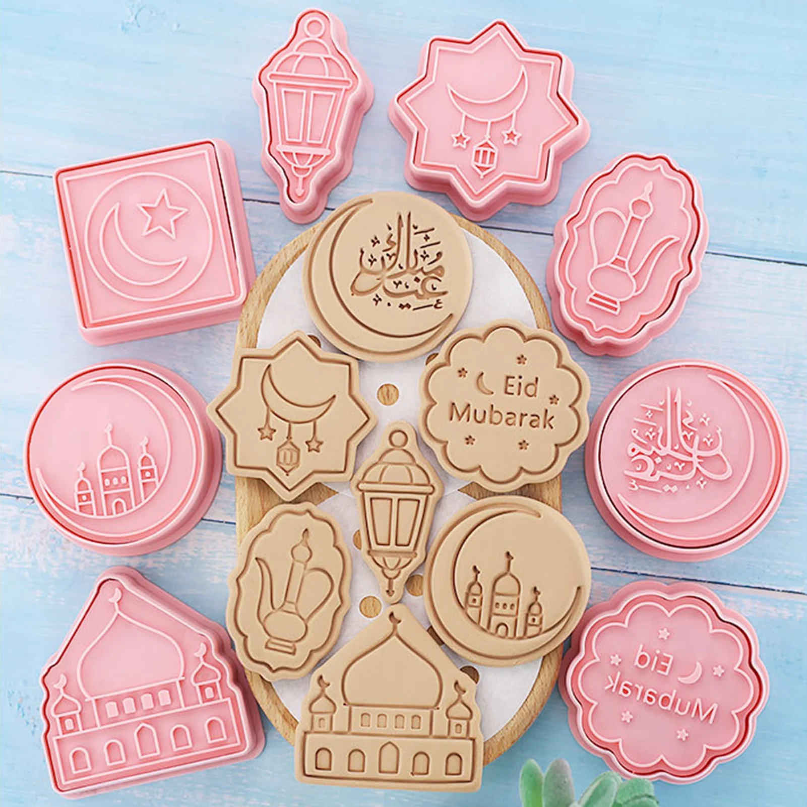 

8PCS Eid Mubarak Cookies Mould Cutter Ramadan Decor Cake Fondant Mold For Islam Muslim Party Supplies DIY Baking Tools