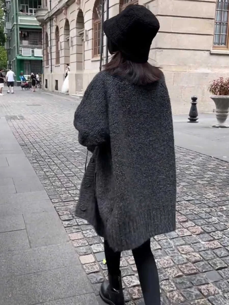 Американский винтажный свитер Idle Sle Верхняя одежда Женская утолщенная свободная