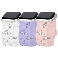 butterfly engraved silicone smart band compatible for apple watch band 38mm 40mm 41mm women soft wristband for iwatch series