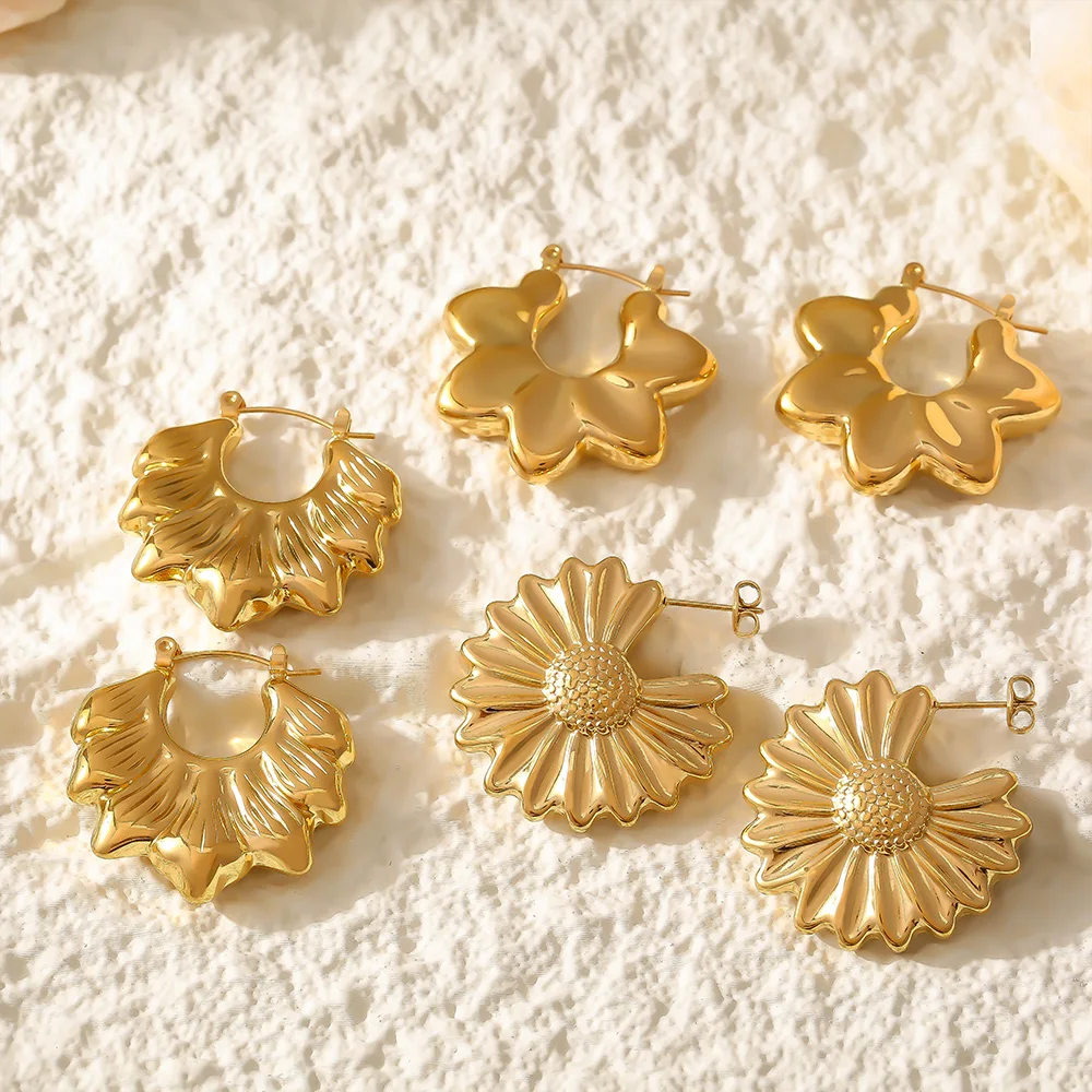 Красивый цветок серьги-гвоздики из нержавеющей стали для женщин