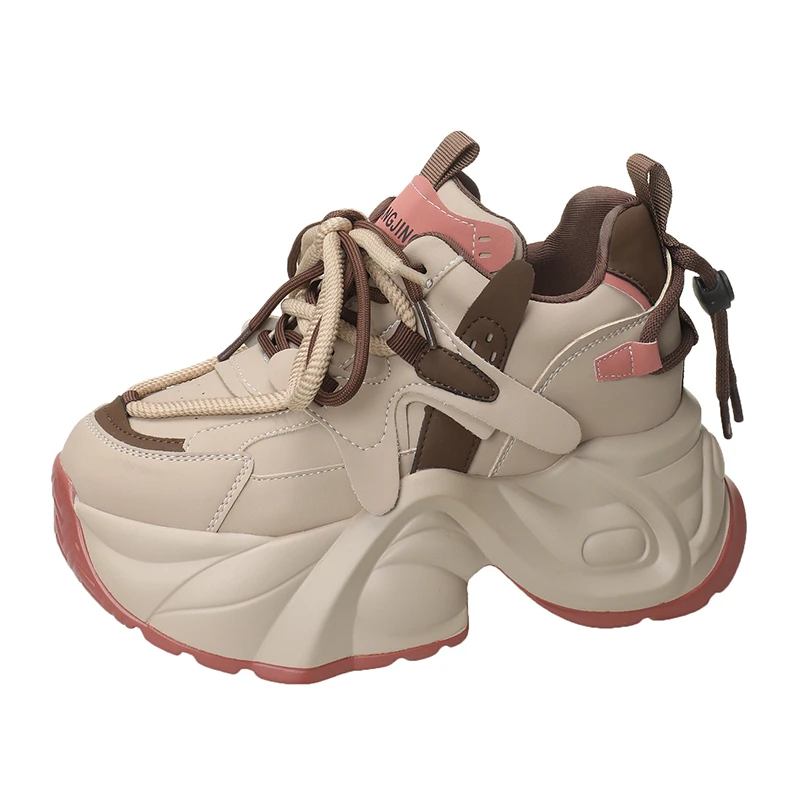 

New Autumn Spring Chunky Sneakers Women Platform Sports Shoes Woman Goth Thick Bottom High Heels Female 8.5CM Wedges Sneakers