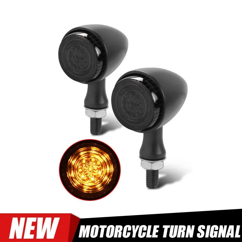 

2PCs Chrome Motorcycle LED Bullet Amber Blinker Turn Signal Light Universal For Bobber Cafe Racer Motorcycles Accessories