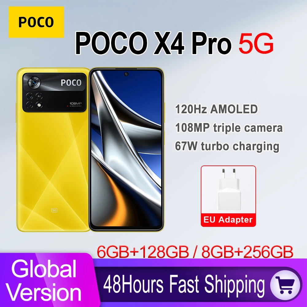 global version poco x4 pro 5g nfc smartphone 128gb256gb snapdragon 695 octa core 108mp camera 6 67120hz amoled display 5000mah free global shipping