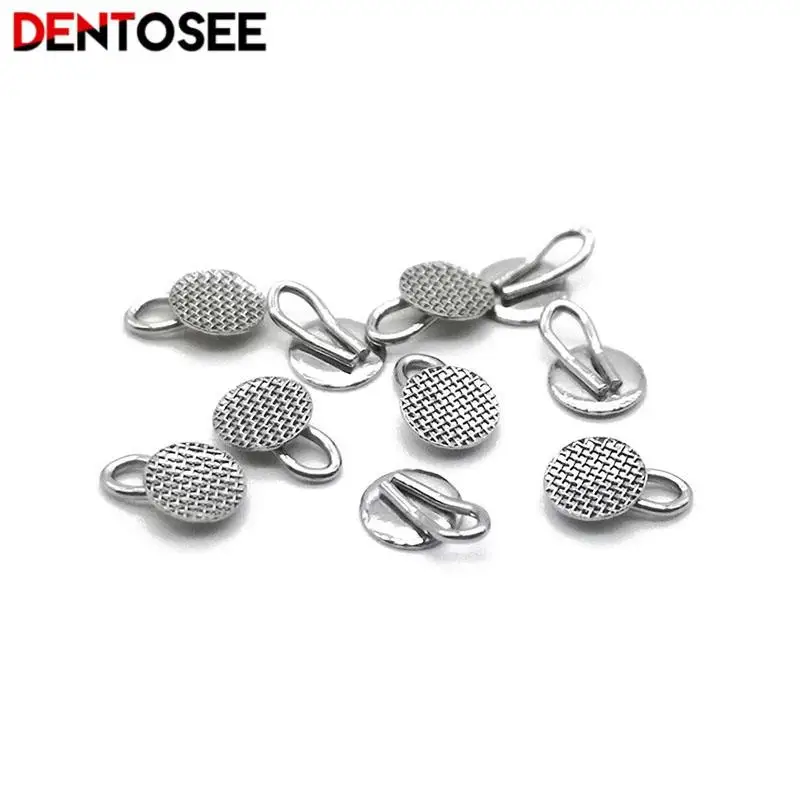 

Dental Bondable Traction Hook Metal Round Mesh Orthodontic Lingual Button Bottom Rectangular Dentistry Tongue Side Buckle