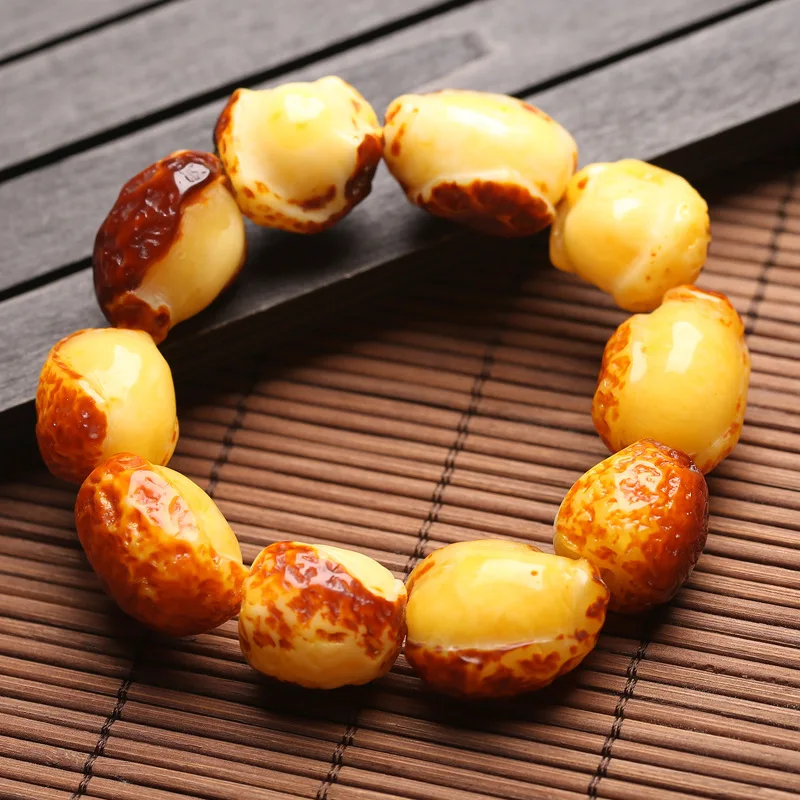 

Chicken Oil Yellow Honey Wax Raw Stone Skin Old Honey Wax Hand String for Men and Women Bucket Beads Amber Bracelet