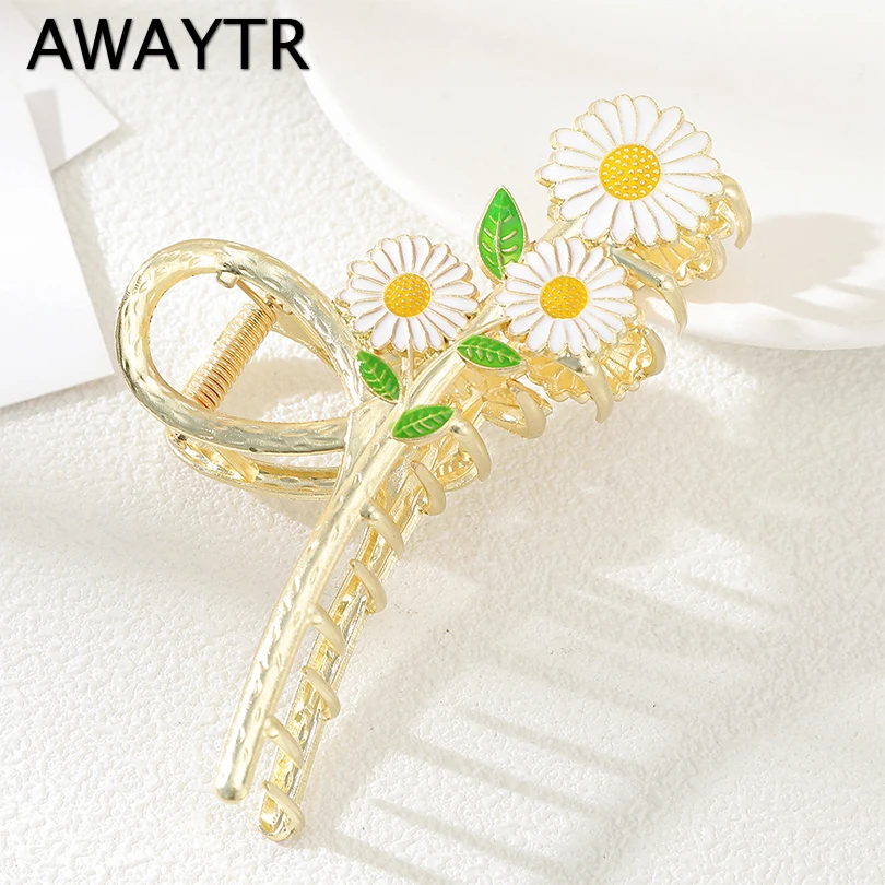 

AWAYTR супер волшебная маленькая Маргаритка заколка для волос на заднюю голову женская большая заколка для волос высокого класса акула зажим ...