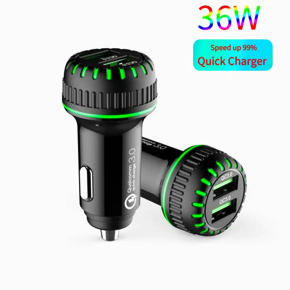 

Автомобильное зарядное устройство QC 3,0 с двумя USB-портами, 36 Вт