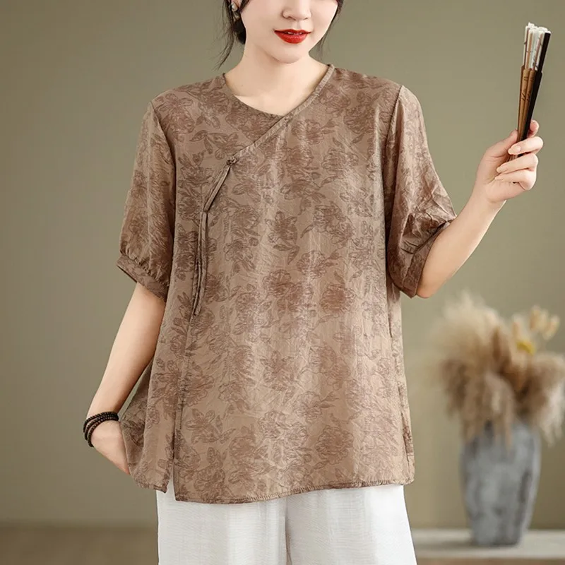 Женская Повседневная Блузка рубашка Новое поступление лета 2024 винтажный стиль