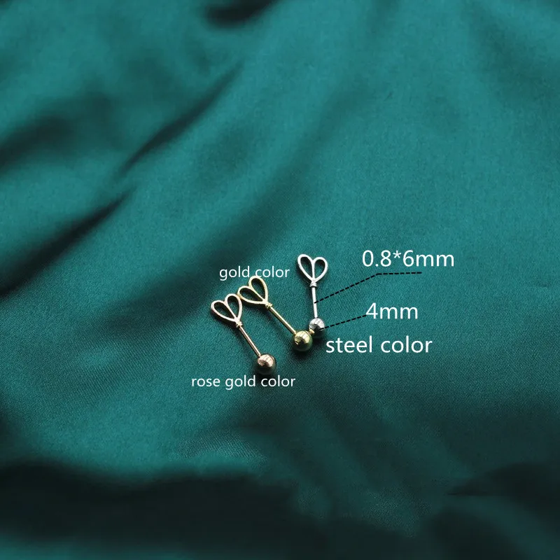 

1412 Size 0.8*6mm 316 Stainless Steel Breif Round Shape Screw Back Stud Earrings Ip Plating No Easy Fade Allergy Free Gold Color