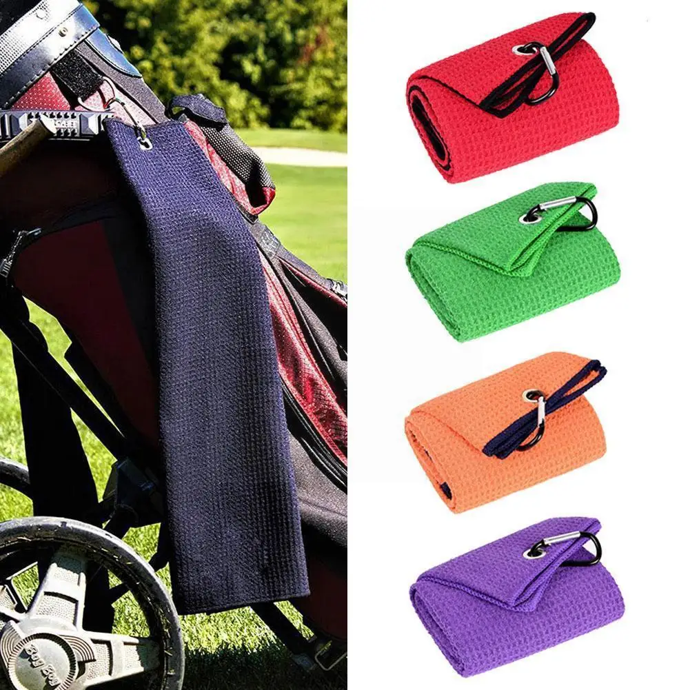 

Golf Towel Waffle Pattern Cotton With Safety Buckle Carabiner Cleaning Towels For Running Golf Towel 8colors C5j4