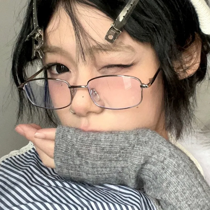 Металлические квадратные очки с оправой для женщин и мужчин Ретро изысканные