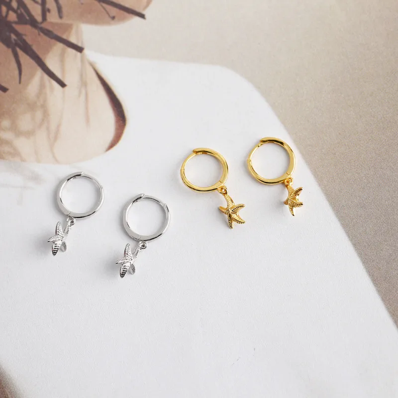 

Серьги-кольца Seastar в виде морской звезды, маленькие милые модные украшения для ушей для женщин, изящные серьги, серьги для пирсинга, аксессуары